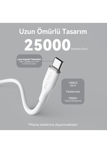 Voltme C2026 Powerlink Moss 60w Type-c Şarj Kablosu 1.8m 3a- Beyaz