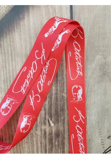 Kemal Atatürk İmza Kırmızı Kart Askısı Yaka Kartı Boyun Askı İpi Telefon Askısı Yatay Dikey Kart Koruyucu