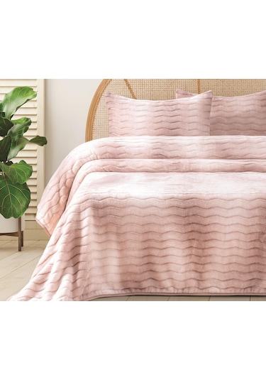 Merinos Dream Home 3 Parça Battaniye Seti Blush Gülkurusu