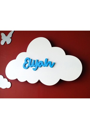 Bulut Gece Lambası Çocuk Odası Bebek Odası Dekoratif Aydınlatma Tekli - Led Işıklı - İsimli 40cm