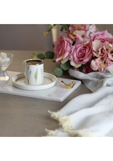 Akayev Mermer Beyaz 30X15 CM Altın Kuş Sunum Tabağı