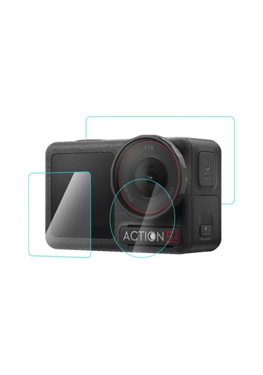 DJI Osmo Action 5 Pro için PULUZ 3'ü 1 arada Temperli Cam Filmi