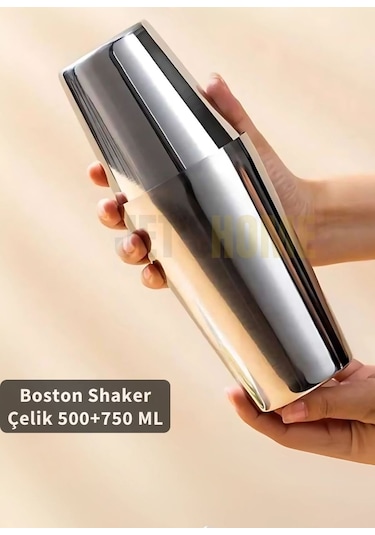 Jet's Home Boston Shaker Çelik Paslanmaz Çelik Kokteyl Shaker 500+750 Ml