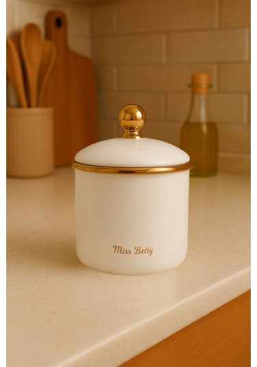 Vntgkvn-004 Miss Betty Vintage Style 12 Cm Emaye Kavanoz 001