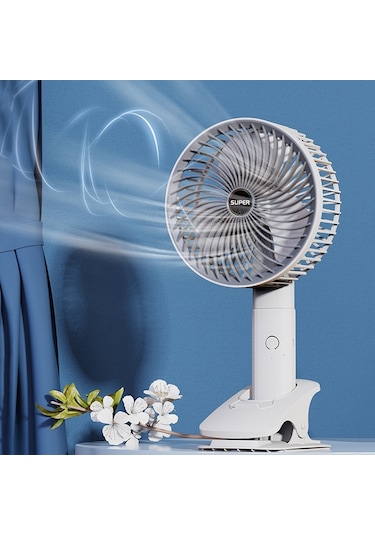 Cbtx Masaüstü Taşınabilir Usb Şarj Klipsli Fan Çok Fonksiyonlu Dönebilen El Fanı Gri