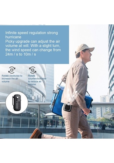 Taşınabilir Kişisel Asılı Bel Fanı 10000 Mah Şarj İle Sessiz Giyilebilir Elektrikli Fan El Klima Siyah 2693 Renkli