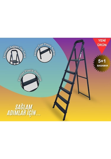 Homtiva 5+1 Merdiven Antrasit-siyah