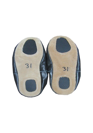 DERİ PİSİPİSİ SİYAH RENK DERİ TABANI KAYDIRMAZ BALE AYAKKABISI Siyah