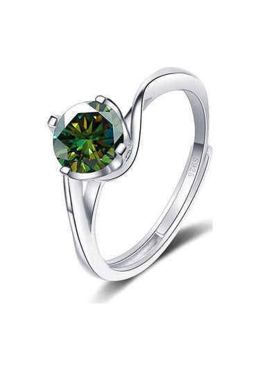 Sarı Bague Ringen 1ct Vvs Mozanit Takı Alyans 925 Ayar Gümüş Kaplama Beyaz Altın Dört Pençe Büküm Tasarım Açık Yüzükler