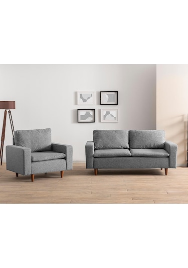 Lungo Modüler Koltuk Takımı Keten Açık Gri Açık Gri