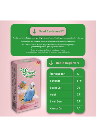 Şaşkın Muhabbet Kuşu Yemi 250 G - 20 Adet 250 G