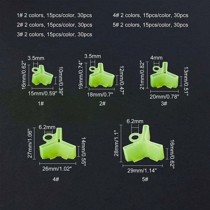 Xiyyadms 150 Adet Siyah Üçlu İğne Koruması - 1 2 3 4 5 Boyutları - Balık İğnesi Korumalı Aksesuar Seti