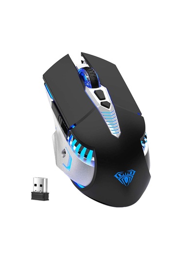 Bluetooth Şarjlı Kablosuz Yan Düğmeli Fare 3 Modlu: Bt5.0/3.0+2.4ghz 7 Renkli Işık Siyah Diğer