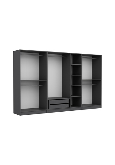 Minar Kale 7 Bölmeli 2 Çekmeceli Giyinme Dolabı Antrasit 190cm