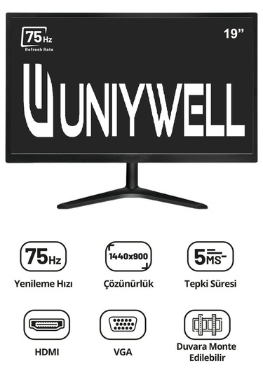 Teknoloji Caddesi Unıywell 19 Inç Led Monitör Vga+hdmi