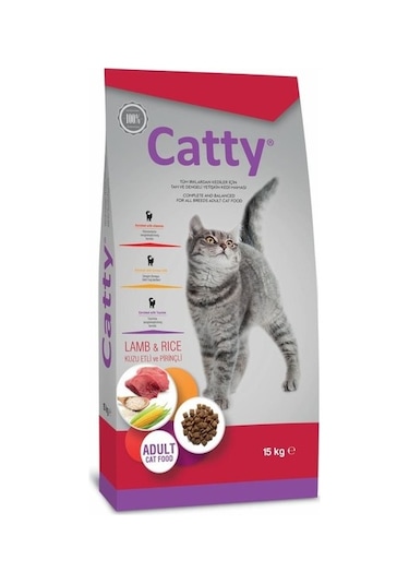 Catty Kuzu Etli ve Pirinçli Yetişkin Kedi Maması 15 KG