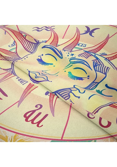 Neevoyu Yeşil Poliester Ev Dekorasyonu: Güneş Ve Ay Desenli Moherli Tapestry, 73x95cm, Oda Zemin Kumaşı