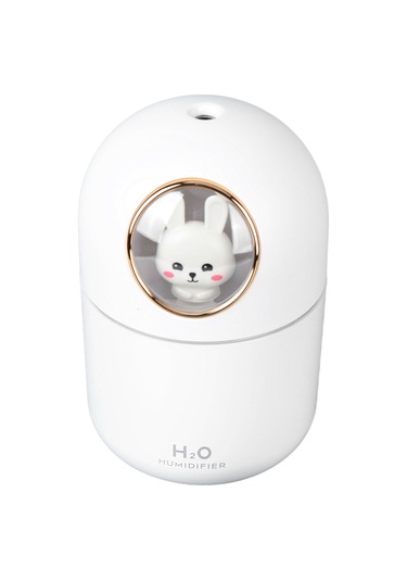 Kosona 300ml Usb Nemlendirici Aromaterapi Fönü - Sürekli/ardışık Mod, Otomatik Kapatma, Ultra Sessiz, Ev/ofis/araç İçin Beyaz Tavşan Desenli Işıklı