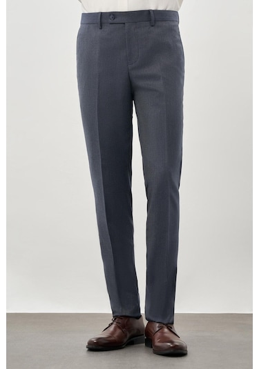 Lacivert Düz Gabardin Esnek Yan Cep Slim Fit Classic Pantolon 1003245209 204 Lacivert