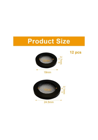 12 Adet Kauçuk Conta, Süzgeçli Conta - 3/4" 1/2" Dişli Giriş Borusu Bağlantısı İçin 24 16 Mm Ø/19 12 Mm Ø, Paslanmaz Çelik Filtre Dişli Contası