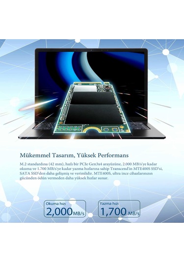 Transcend TS2TMTE400S 2 TB M.2 2242 PCIE Gen 3x4 Nvme 3D TLC SSD Hard Disk