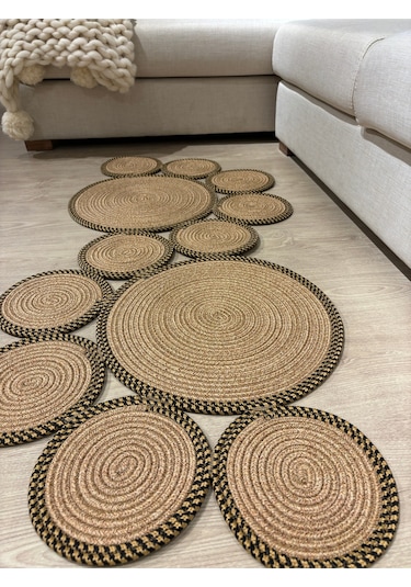 Mavaux Siyah Snake Hasır Jüt Bej Yolluk Halı Kilim Siyah - Hasır