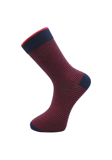 Erkek Çok Renkli Soket Uzun Çizgili Desenli Çorap Dikişsiz 6'lı Paket Çok Renkli