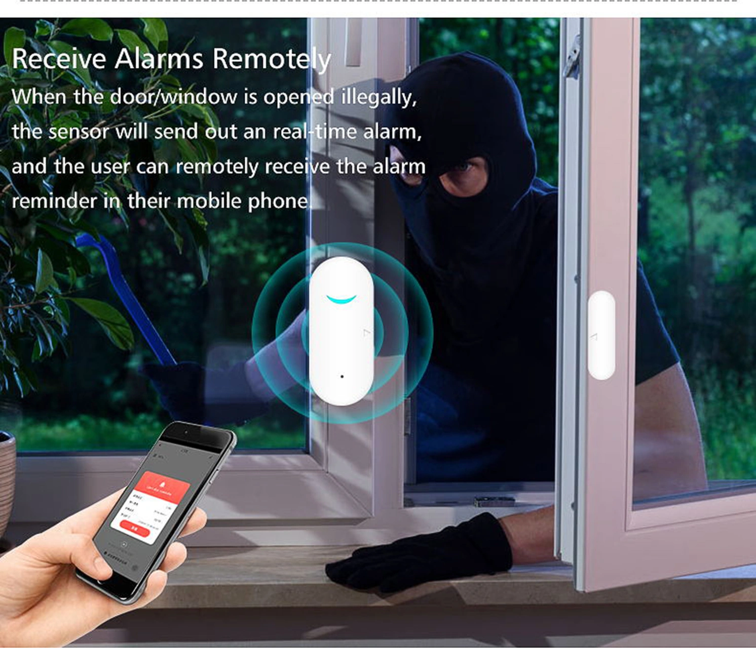 Moveevo Beyaz Ev Wi-fi Pencere/kapı Alarm Sensörü, Tuya Uygulaması İle Gerçek Zamanlı Uyarı, Pil İle Çalışır Pil Dahil Değil