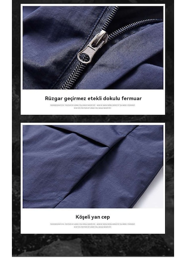 İlkbahar Ve Sonbahar Erkek Ceketleri, Erkek Düz Renk Dış Mekan Kapüşonlu Ceketler Beyaz