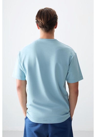 Air Jones Erkek Açık Mavi Oversize 0 Yaka T-shirt 88373 001