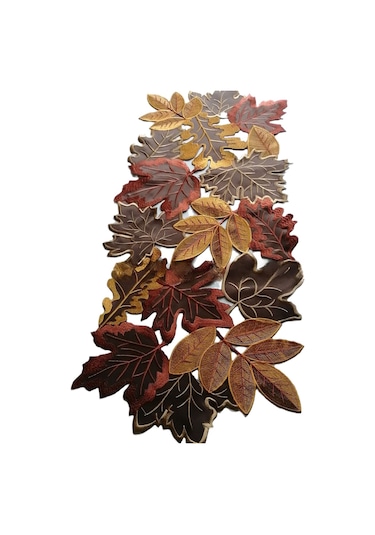 Skycity Kahverengi Akçaağaç Yaprak Desenli Noel Bayramı Şefaf Dikişli Polyester Masa Örtüsü 35x220 Cm Sonbahar Kürkü Ve Balıkçı Kabak Desenli