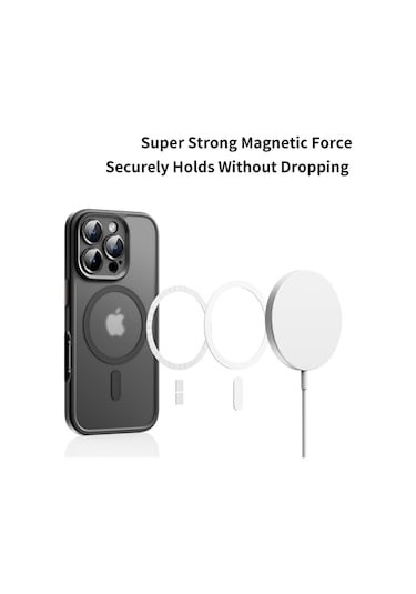 Rock Apple Uyumlu iPhone 16 Pro Anti-drop Lens Korumalı Magsafe Kılıf Titanium Mavi