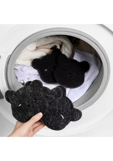 Kosona 10 Adet Evcil Hayvan Tüy Filtre Spongesi, Çamaşırda Tüy Temizleme Tabletleri Siyah