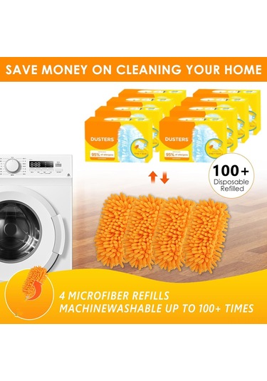 Yuntech01 Yeniden Kullanılabilir Mikrofiber Toz Alma Takımı Çoğu Koluyla Uyumlu, 4 Adet