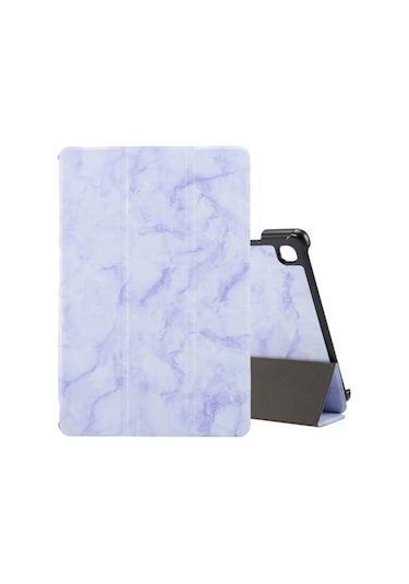 Samsung Galaxy Uyumlu  Tab A7 Lite T220/t225 Mermer Doku Deseni Yatay Flip Deri Kılıf
