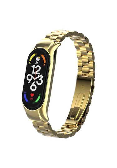 Mobilteam Xiaomi Mi Band 7 Uyumlu Krd-04 Metal Kordon-gold