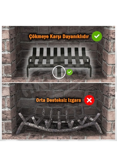 36 Cm X 32 Cm 6 Çubuklu Ekstra Şömine Izgarası Dar Gözlü Izgara