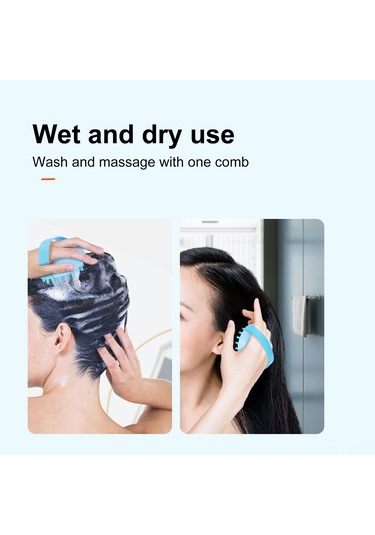 Vkemall Saç Masaj Fırçası - 2'li Set, Kuru Ve Islak Kullanım, Baş Derisi Masajı, Rahat Ve Pratik Tasarım, Göl Mavisi Düz