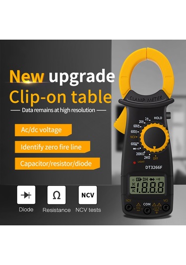 Dijital Kelepçe Metre Multimetre Taşınabilir Ac Dc Voltaj Akım Voltmetre Diyot Direnci Temassız Yangın Teli Tanıma