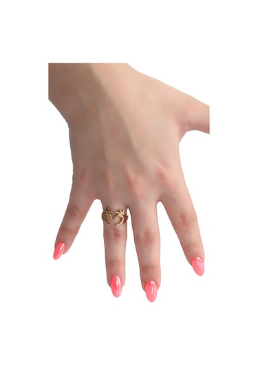 Labalaba Kadın Lak Kaplama Çift El Kalp - Aşk Yüzük - Altın Altın