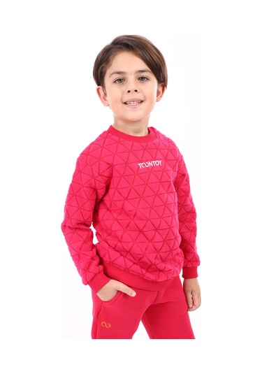 Toontoy Unisex Çocuk Nakışlı Sweatshirt Fuşya