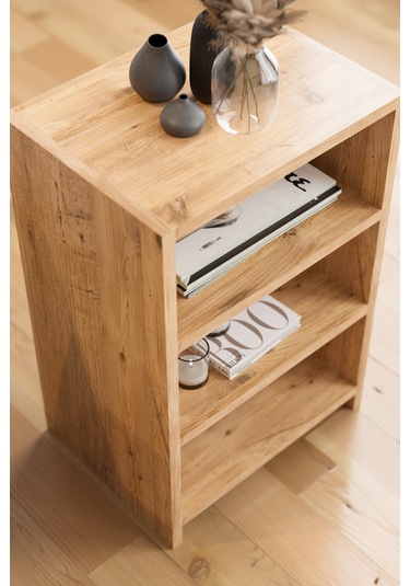 4 Raflı Komodin Yatak Odası Yanı Komodin Bölmeli Komodin Çam