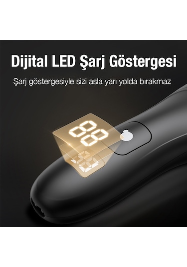 Ezere Su Geçirmez Dijital Göstergeli Saç Sakal Vücut Tıraş Makinesi