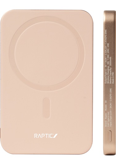 Raptic S4 Aramid-skin M-safe Özellikli Ultra İnce Powerbank 15w 5000mah Kahverengi Kahverengi