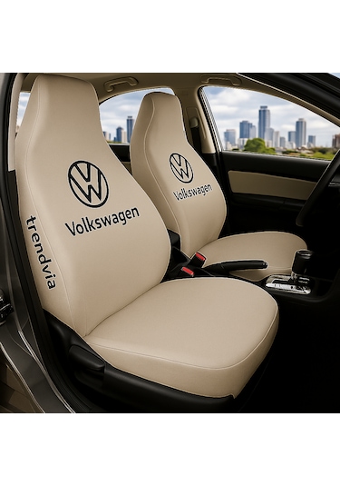 Volkswagen Uyumlu Ön Arka Koltuk Kılıfı Penye Servis Tipi Oto Koltuk Koruma Seti Bej