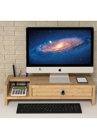 Emkawood Mira Monitör Yükseltici Laptop Sehpası Safir Meşe