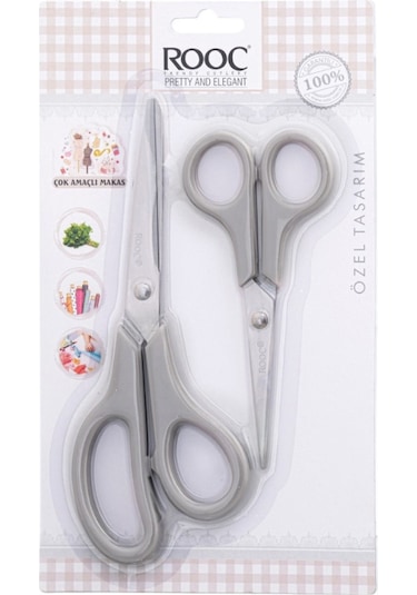 Makri Home 2'li Çok Amaçlı Makas Seti Küçük Boy Gri, 14.5 Cm