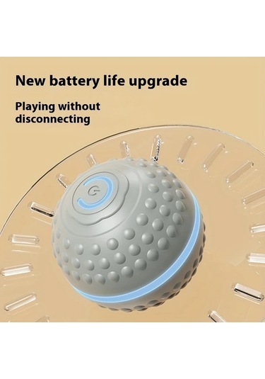 Turcoshop11 Gri 1 Otomatik Zıplayan Köpek Oyuncağı Usb Şarjlı Akıllı İnteraktif Top Küçük Orta Büyük Köpekler İçin