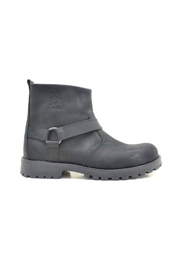 Chiron Hakiki Deri Siyah Fermuarlı Unisex Bot Siyah