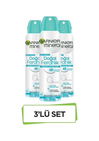 Garnier Mineral Doğal Ferahlık Kadın Sprey Deodorant 150 ML x 3